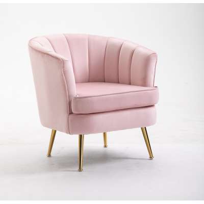 (SANDY) Modern Candy Pink Leisure Arm Chairs Single Couch Seat Home Garden Living Room Furniture Sofa with Gold Metal Legs